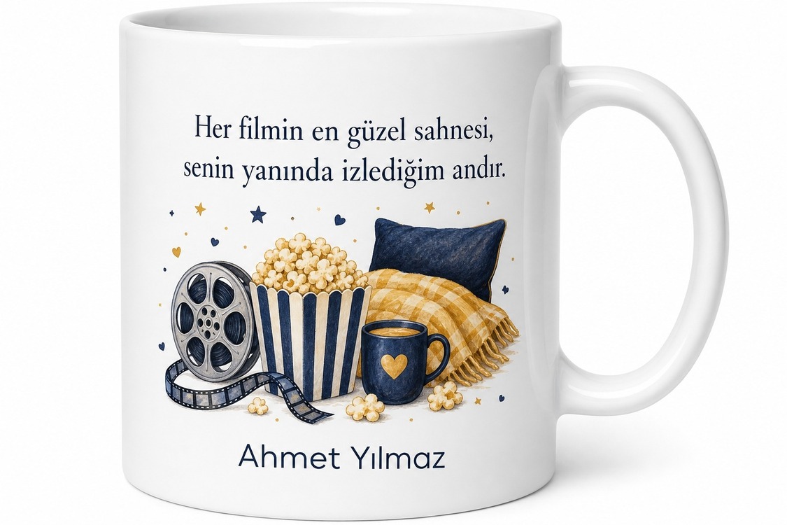 Babamla Film Gecesi Yazılı Kupa Bardak Babalar Günü Hediyesi Baskılı Kupa