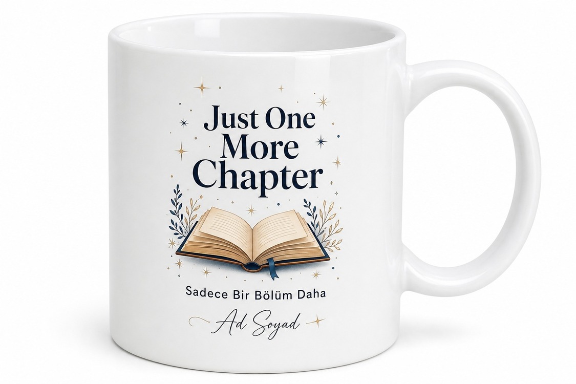 Just One More Chapter Baskılı Kitap Kurdu Kupa Bardak Hediye İngilizce Mug