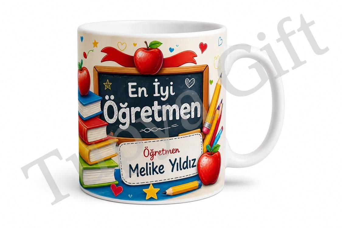 Öğretmene Hediye İsme Özel Baskılı Kupa Bardak Sublimation Öğretmenler Günü