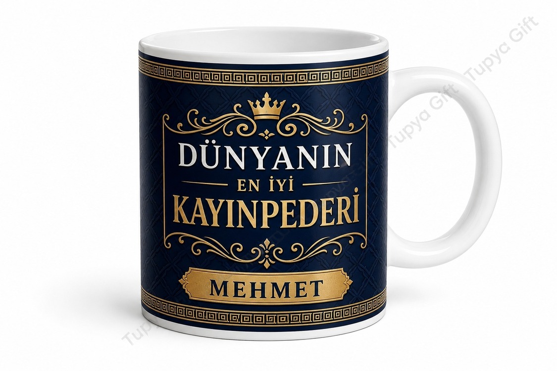 Kayınpederime Hediye İsme Özel Baskılı Kupa Bardak Özel Tasarım Hediye