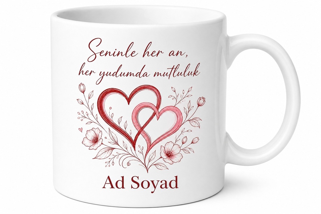 Sevgiliye Hediye Kahve Kupası Özel Tasarım Baskılı Porselen Kupa Bardak Sevgili Hediyesi