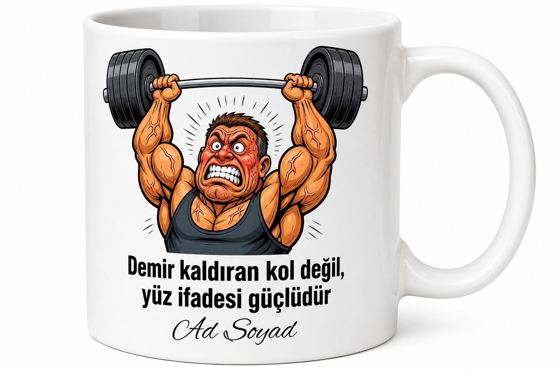 Kaslı Arkadaş Kupası Ağırlık Kaldırırken Surat İfadesi Bozulan Komik Hediye Bardak
