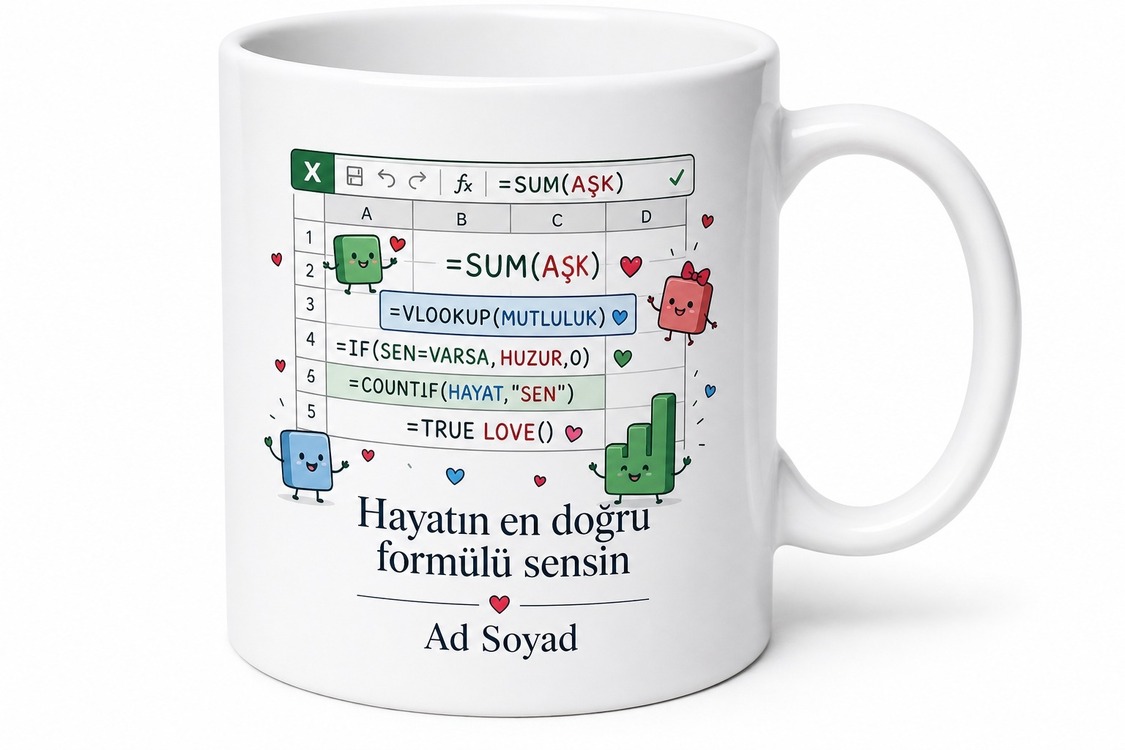 Muhasebeci Finans Uzmanı Kupa Excel Formülleriyle Aşk Yaşayan Özel Tasarım Hediye Bardak