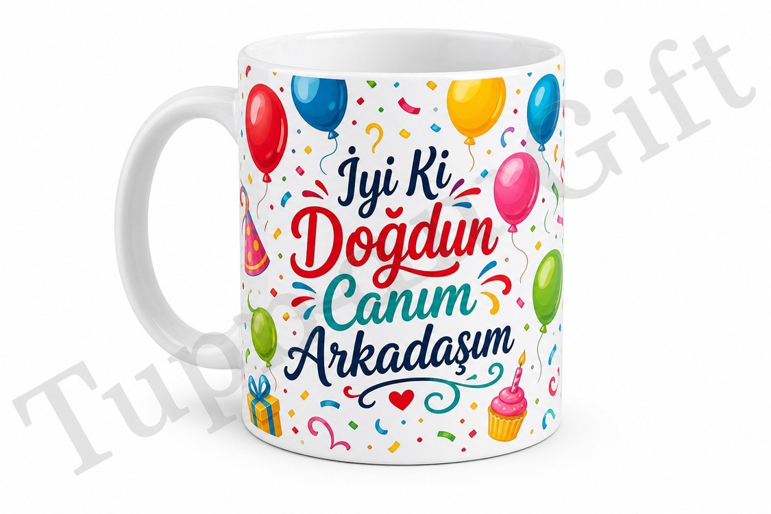 Arkadaşa Doğum Günü Hediyesi Kişiye Özel Baskılı Kupa Bardak Hediye