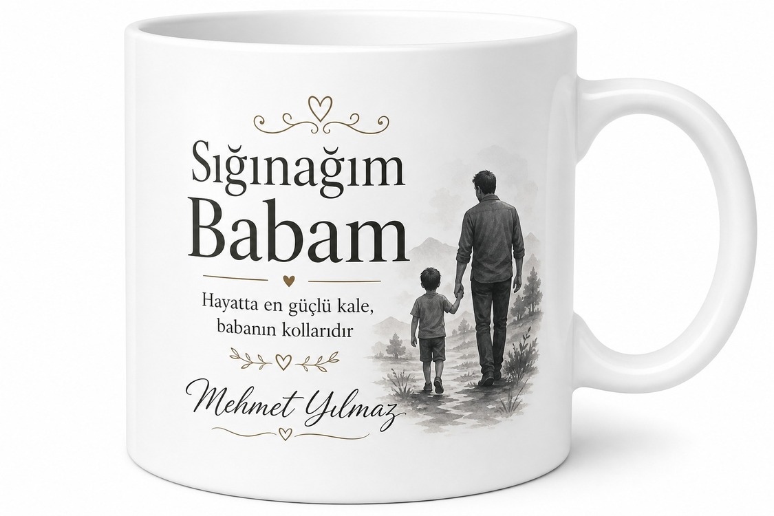 Sığınağım Babam Yazılı Özel Kupa Bardak Babalar Günü Hediyesi