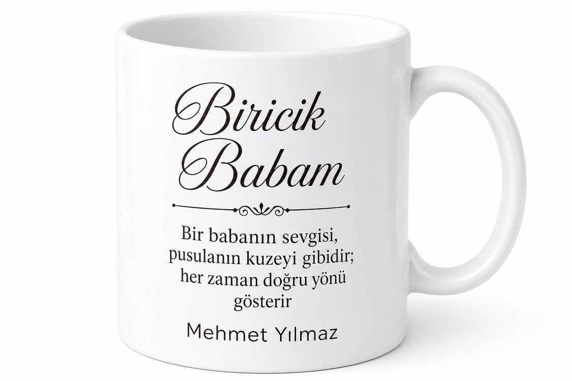 Biricik Babam Yazılı Özel Tasarım Kupa Bardak Babalar Günü Hediyesi