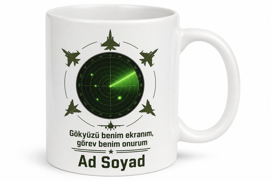 Hava Savunma Radar Operatörü Tespit Temalı Kupa Bardak Hediye Özel Tasarım