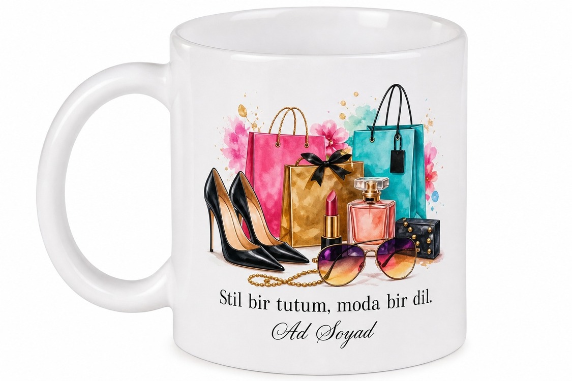 Alışveriş Çantaları Desenli Modayı Takip Eden Tarz Sahibi Kupa Bardak Hediye