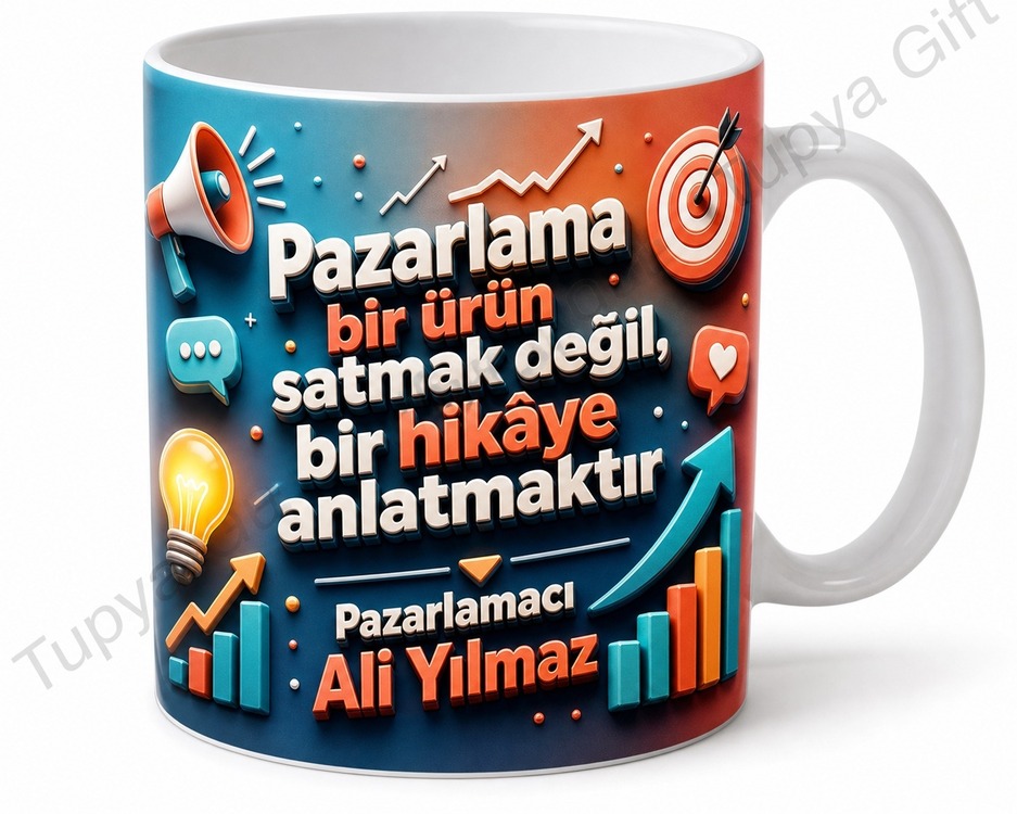 Pazarlamacıya Hediye İsme Özel Baskılı Kupa Bardak Pazarlama Hediyesi
