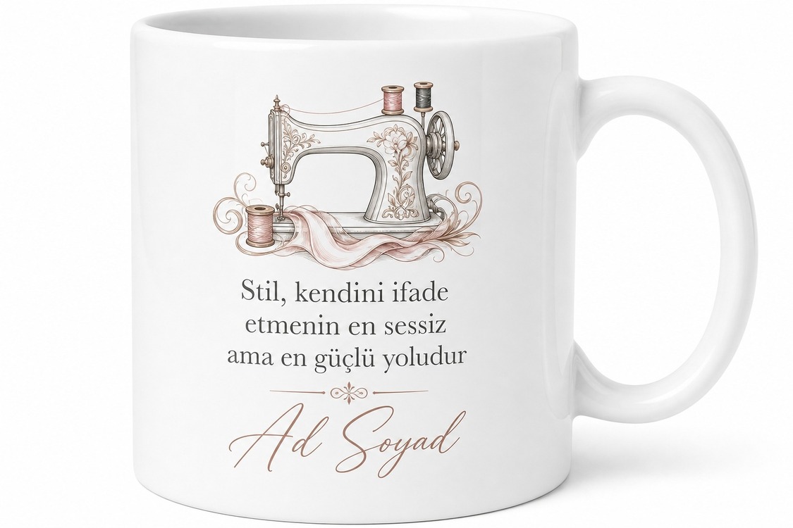 Moda Tasarımcısı Tasarımlı İsme Özel Seramik Kahve Kupası Ofis Hediyesi