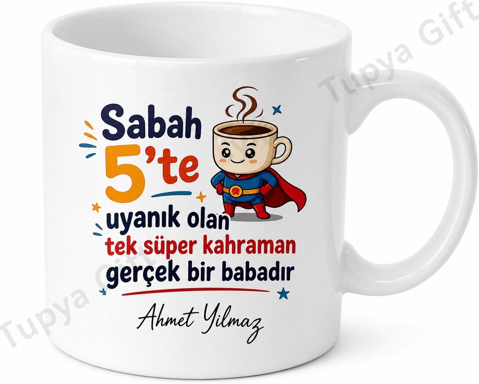 Sabahçı Baba Yazılı Eğlenceli Kupa Bardak Babalar Günü Hediyesi