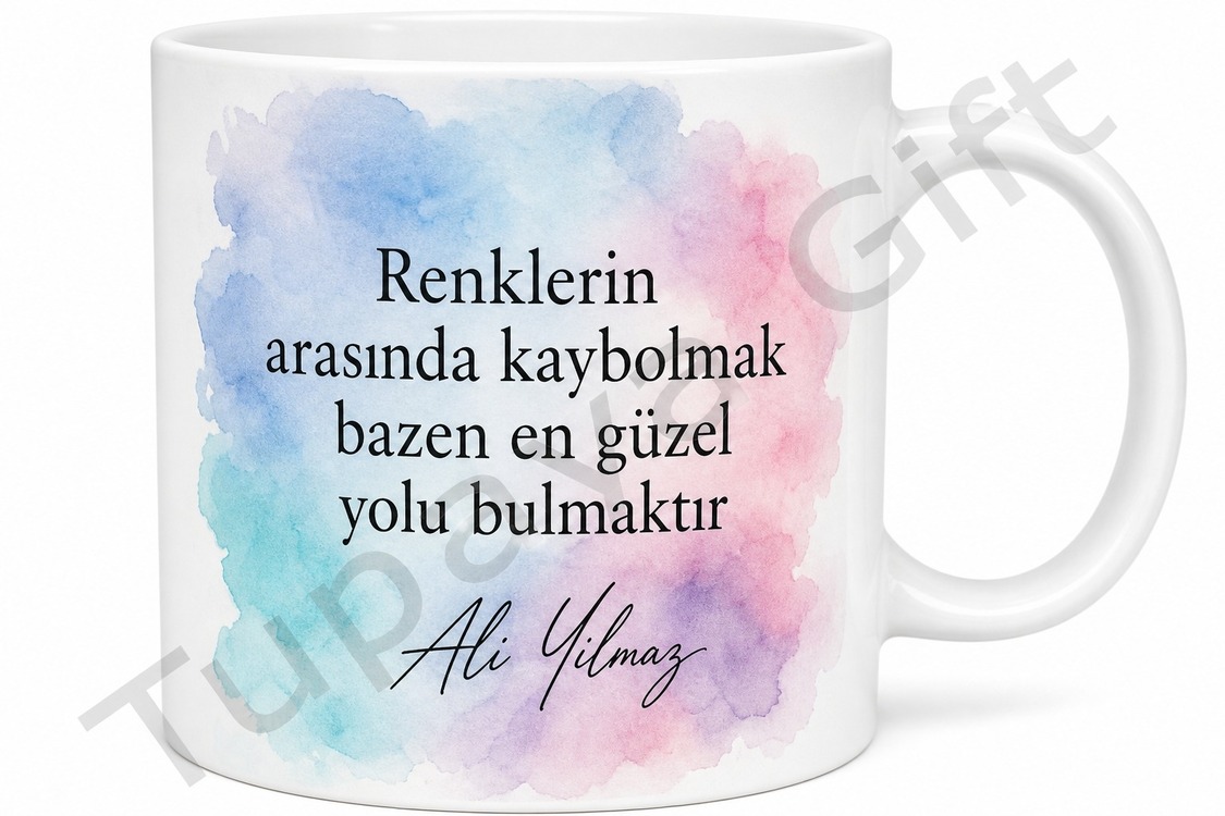 Sulu Boya Efektli Baskılı Kupa Bardak Hediye Özel Tasarım Porselen Mug