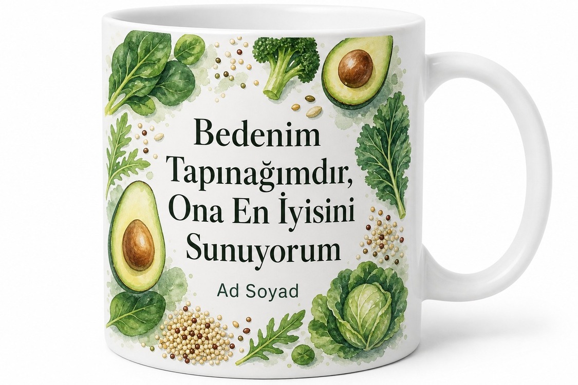 Glutensiz Yaşam Sağlıklı Beden Fit Yaşam Özel Tasarım Seramik Kupa Bardak Hediye