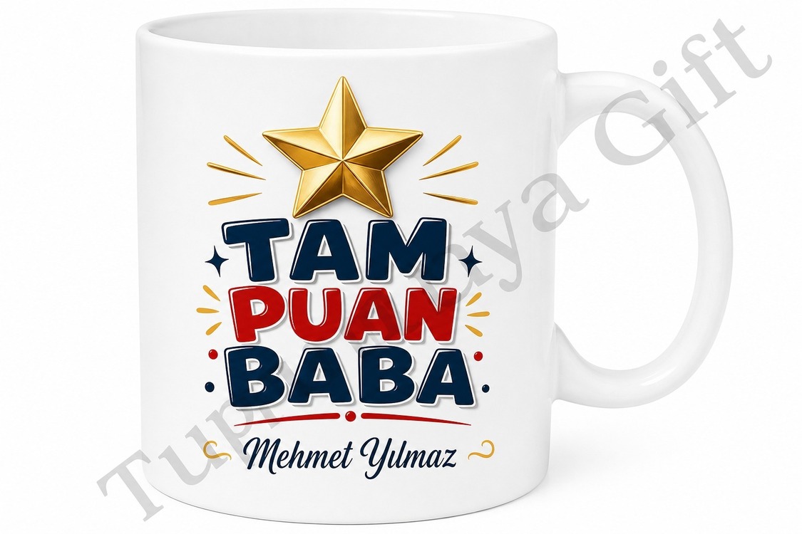 Tam Puan Baba Yazılı Eğlenceli Kupa Bardak Babalar Günü Hediyesi