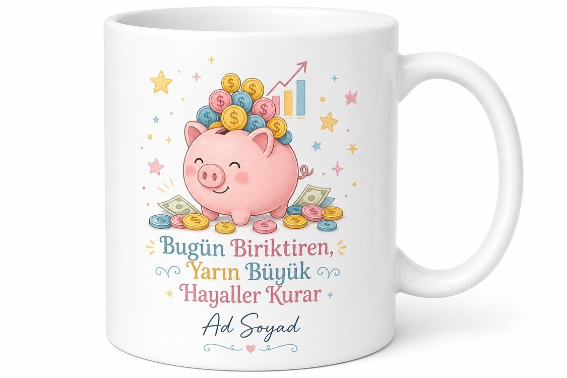 Kumbara Biriktiren Çocuklara Tasarruf Ustası Gelecek Planı Kupa Bardak Hediye