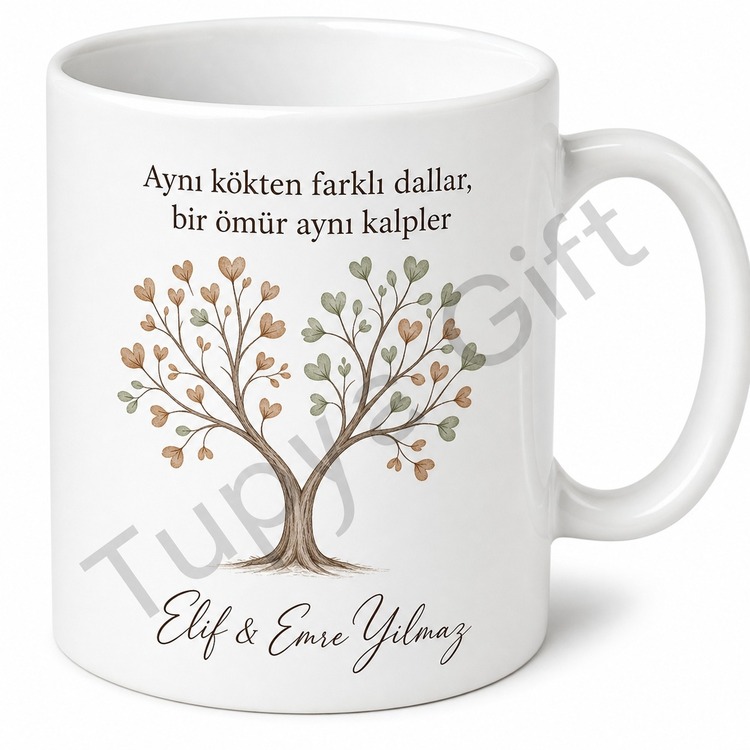 Kardeşler İçin İkili Kupa Bardak Seti Özel Baskılı Hediye