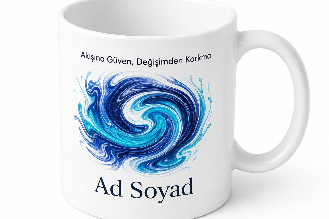 Girdap Desenli Baskılı Kupa Bardak Hediye Özel Tasarım Porselen Mug