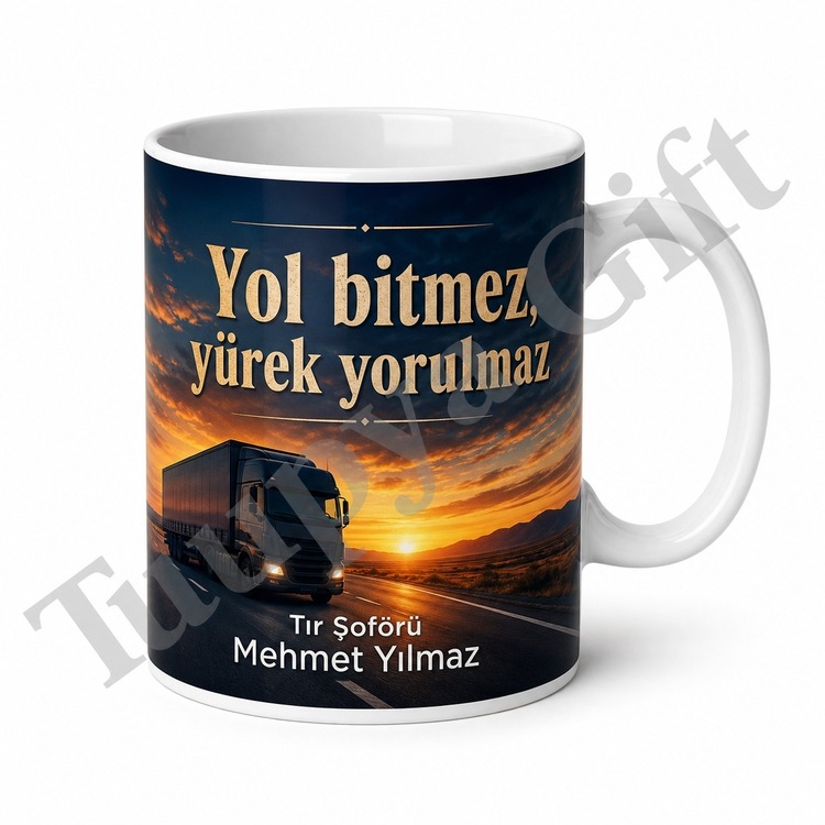 Tır Şoförüne Hediye İsme Özel Baskılı Kupa Bardak Tırcı Hediyesi