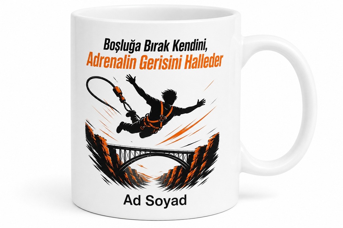 Bungee Jumping Yapanlara Boşluğa Bırak Adrenalin Patlaması Kupa Bardak Hediye