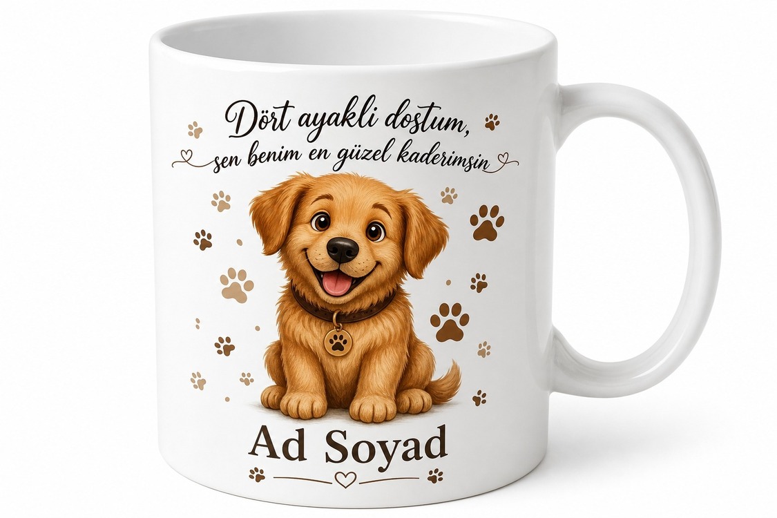 İsme Özel Köpek Sahibi Desenli Kupa Bardak Köpek Severlere Hediye