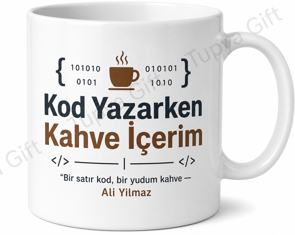 Kod Yazarken Kahve İçerim Yazılı Baskılı Kupa Bardak Yazılımcı Hediye