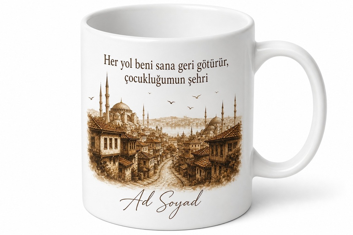 Çocukluğumun Şehri Baskılı Kişiye Özel Kupa Bardak Nostaljik Hediye