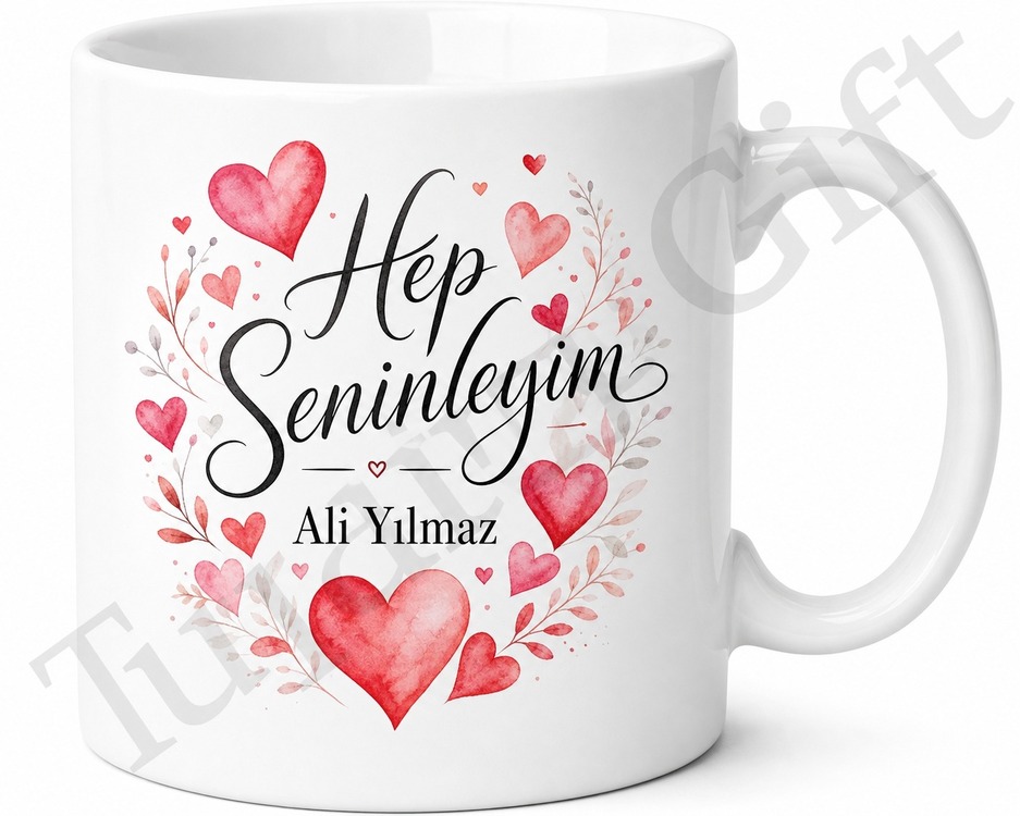 Hep Seninleyim Yazılı Baskılı Kupa Bardak Sevgiliye Hediye