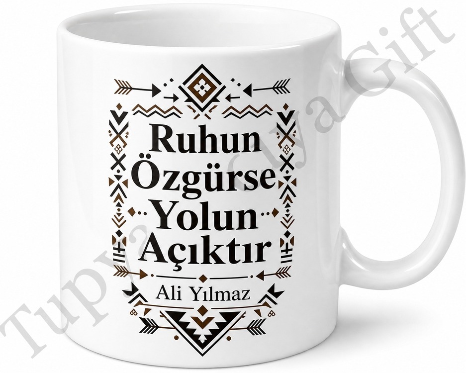 Tribal Desenli Kişiye Özel Baskılı Kupa Bardak Etnik Hediye