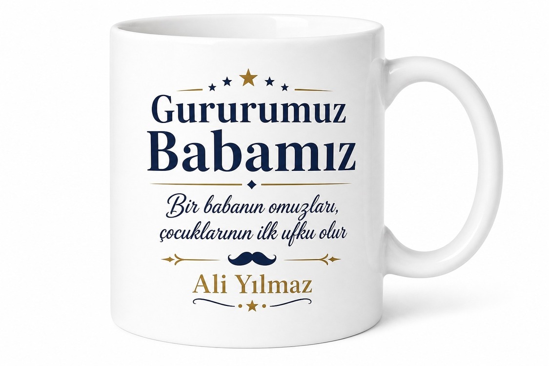 Gururumuz Babamız Yazılı Özel Kupa Bardak Babalar Günü Hediyesi