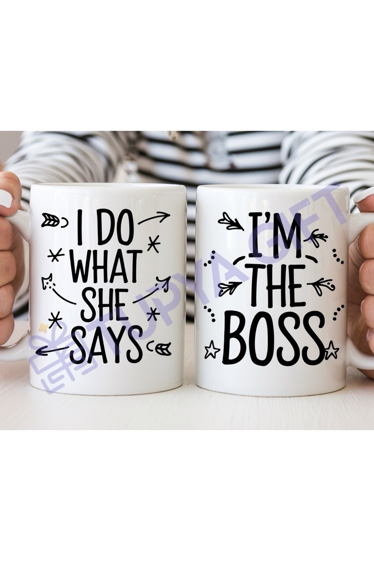 I Do What She Says ve Im The Boss Yazılı Çiftlere Özel Kupa Seti