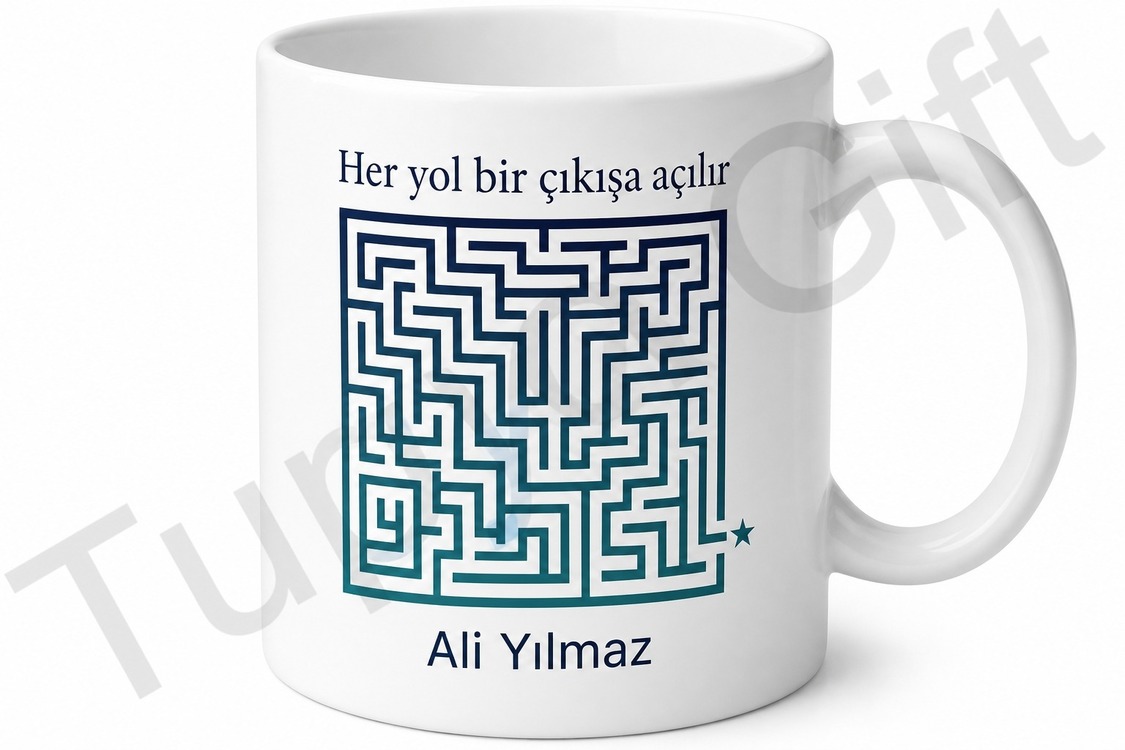 Labirent Temalı Kişiye Özel Baskılı Kupa Bardak Hediye