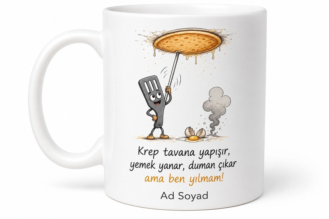 Krep Çevirirken Tavana Yapıştıranlara Mutfak Beceriksizi Aşçı Kupa Hediye