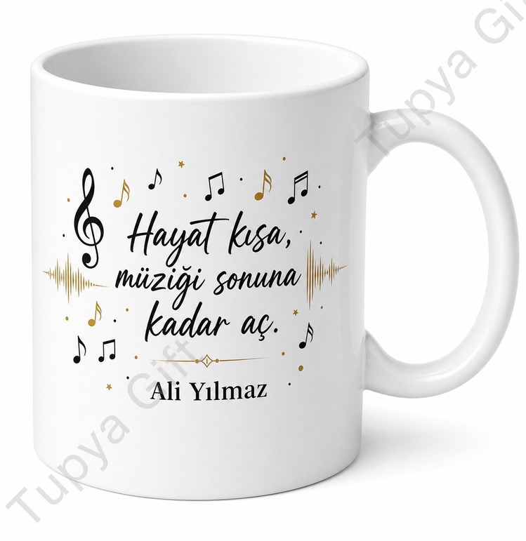 Müzik Sever İçin Kişiye Özel Baskılı Kupa Bardak Hediye