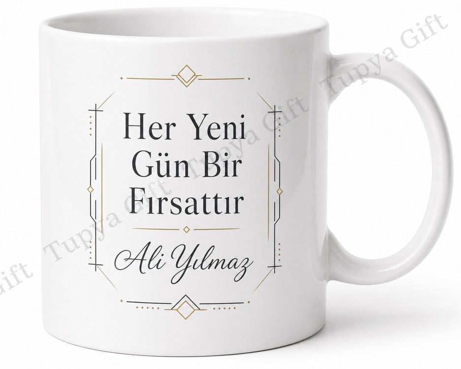 Büyük Boy Kupa Bardak Baskılı Kişiye Özel İsimli Hediye Porselen Mug