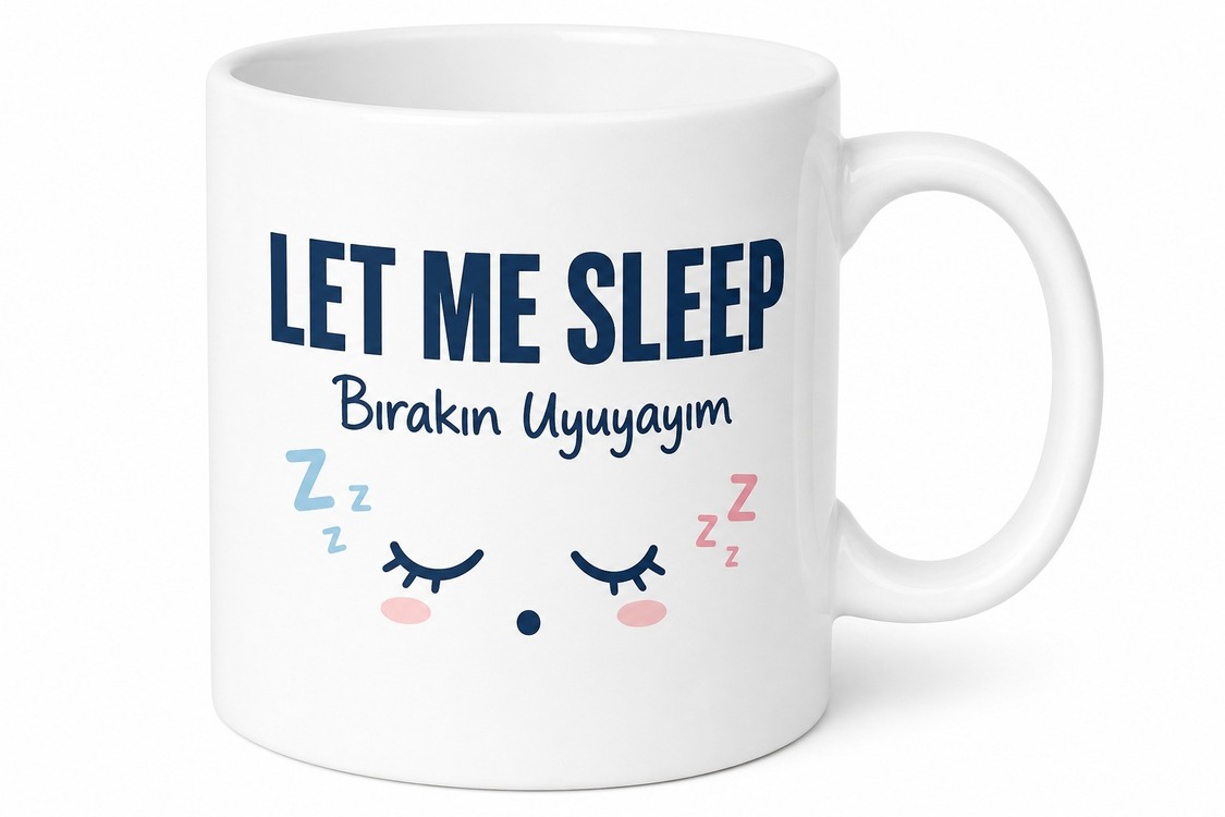 Let Me Sleep Baskılı Bırakın Uyuyayım Kupa Bardak Komik Hediye Mug