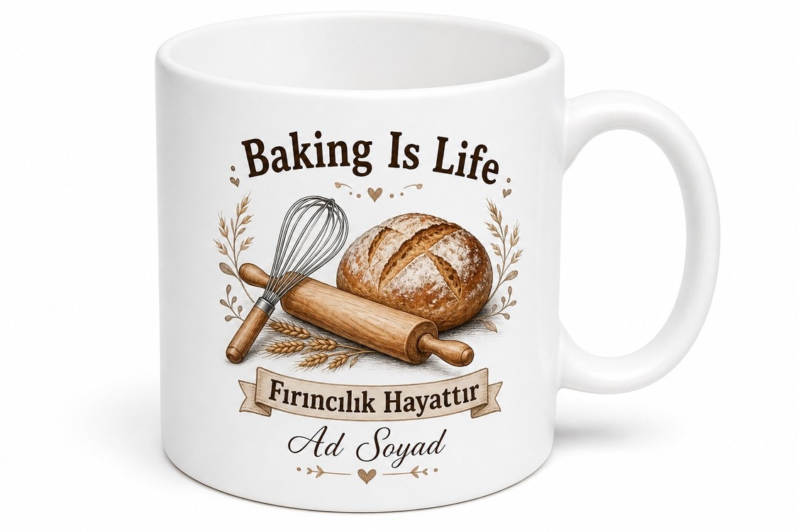 Baking Is Life Yazılı Fırıncılık Hayattır Kupa Bardak Pastacı Hediye