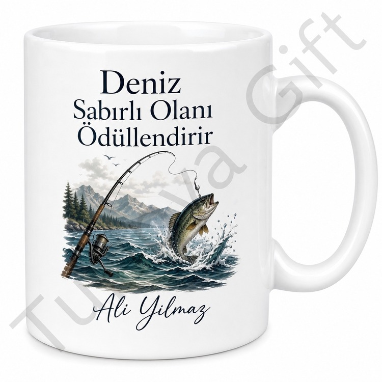 Balık Sever İçin Kişiye Özel Baskılı Kupa Bardak Hediye