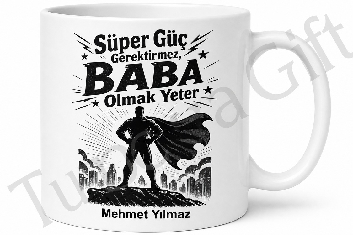 Süper Kahraman Gibi Baba Yazılı Esprili Kupa Bardak Babalar Günü Hediyesi