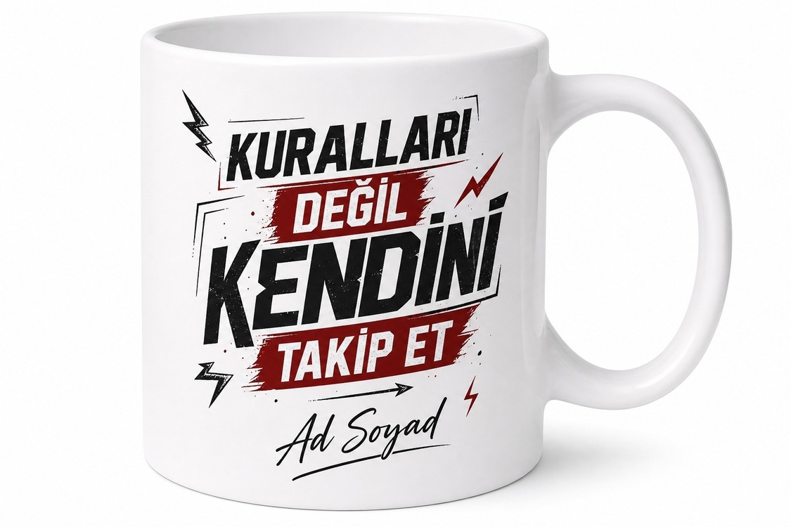 Rebel Temalı Asi Kupa - Özgür Ruh Baskılı Porselen Bardak Hediye