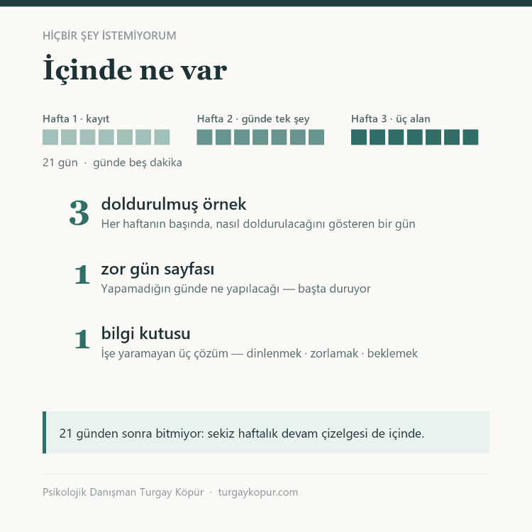 Hiçbir Şey İstemiyorum — Düşük Enerji Çalışma Defteri