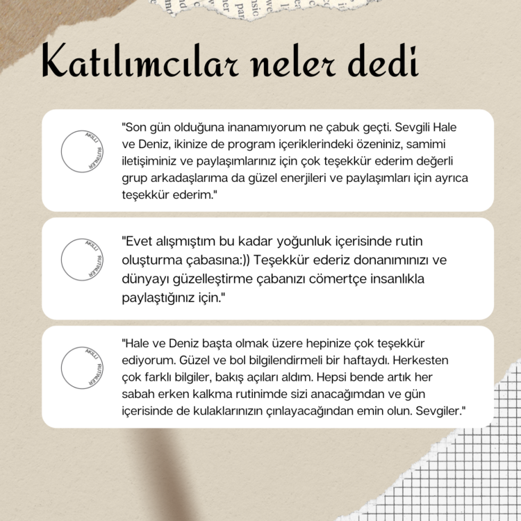 Akıllı Rutinler Grup Programı | 4-10 Mayıs Hayatına, Zamanına ve Enerjine Göre Bir Yaşam