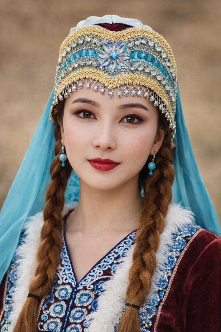 Özbek-Uygur Türk Kadın Başlığı 