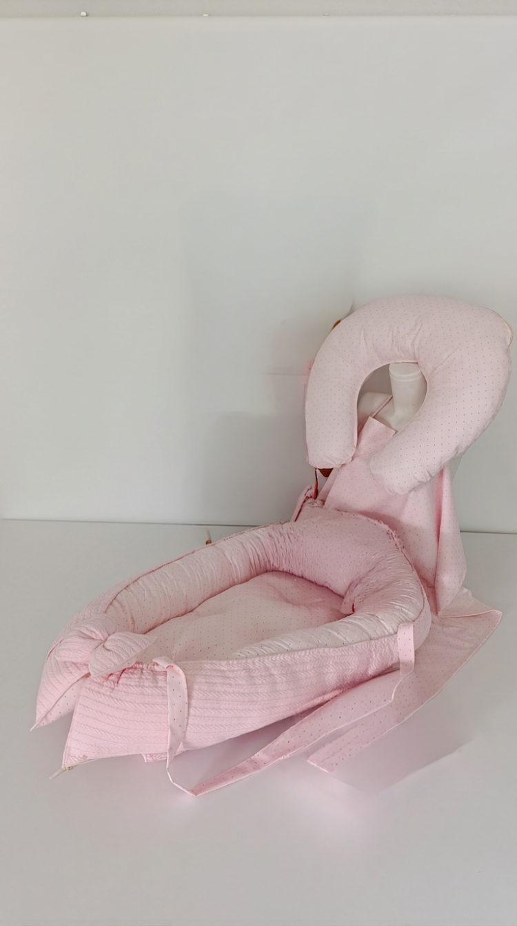 86) BEBEK YENİDOĞAN PEMBE 3 LÜ NOKTALI SET 