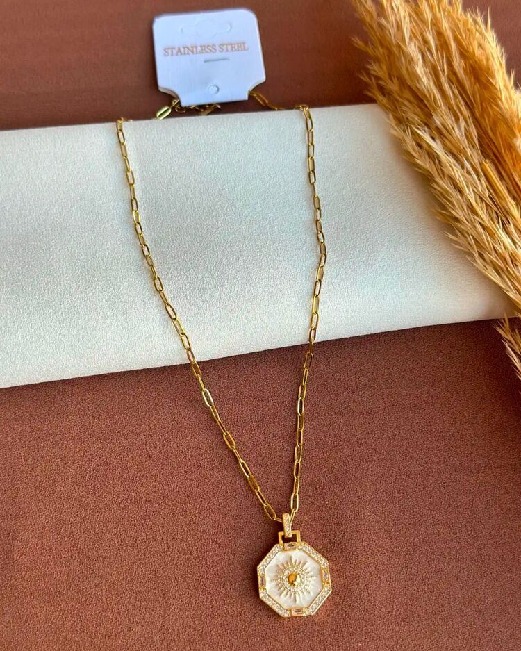 Güneş Çelik Gold Kolye 