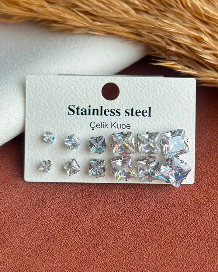 Çelik Silver Küpe Seti
