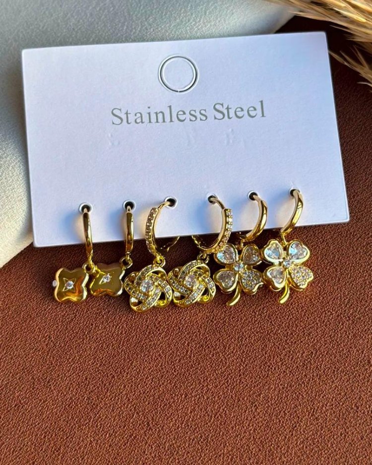 Çelik Gold Set Küpe
