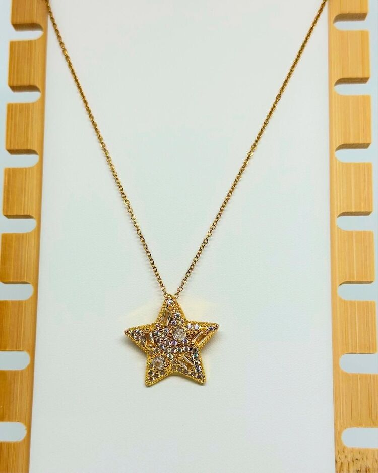 Yıldız Çelik Gold Kolye