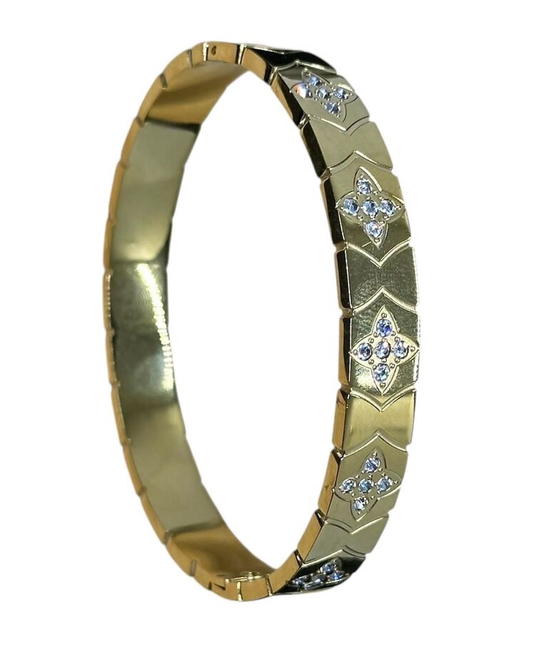 Çelik gold zirkon taşlı kelepçe