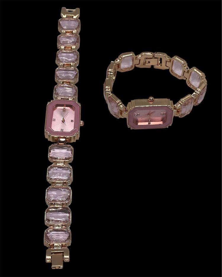 Swarovski model taşlı bayan saat ( pembe)
