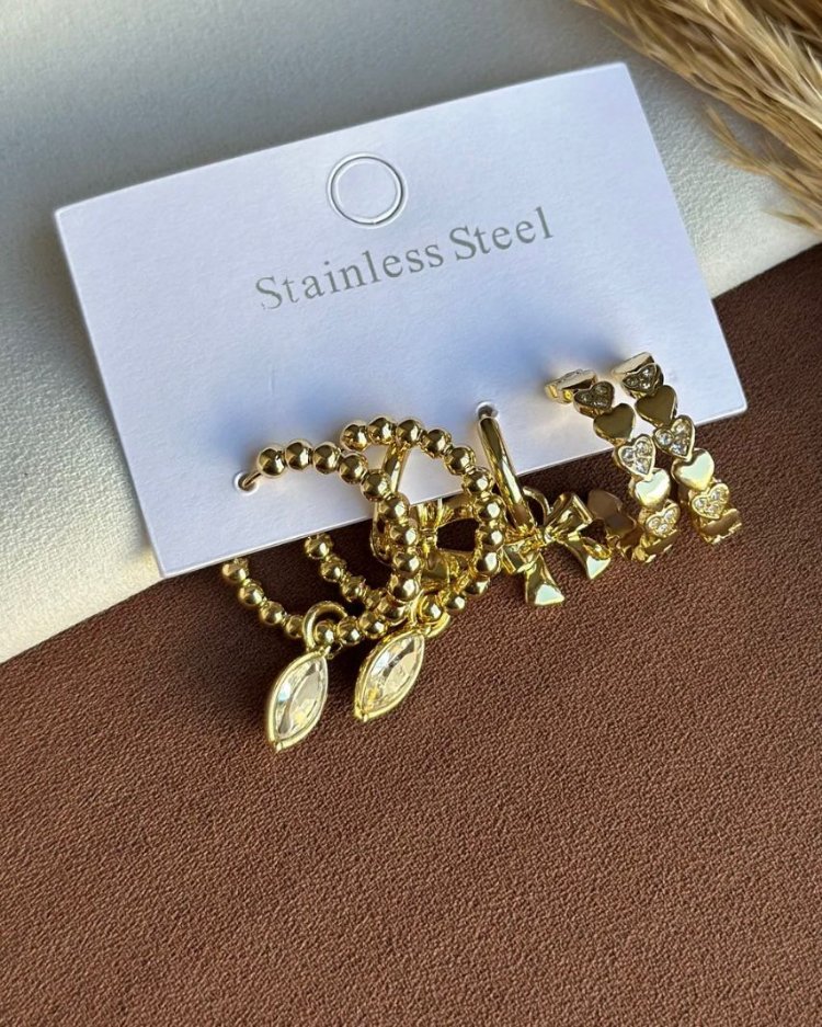 Çelik Gold Set Küpe 